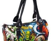 Handbag Doctor bag Satchel Style Monster Frankenstein Horror Movie Alexander Henry Fabric Cotton Bag Purse, new