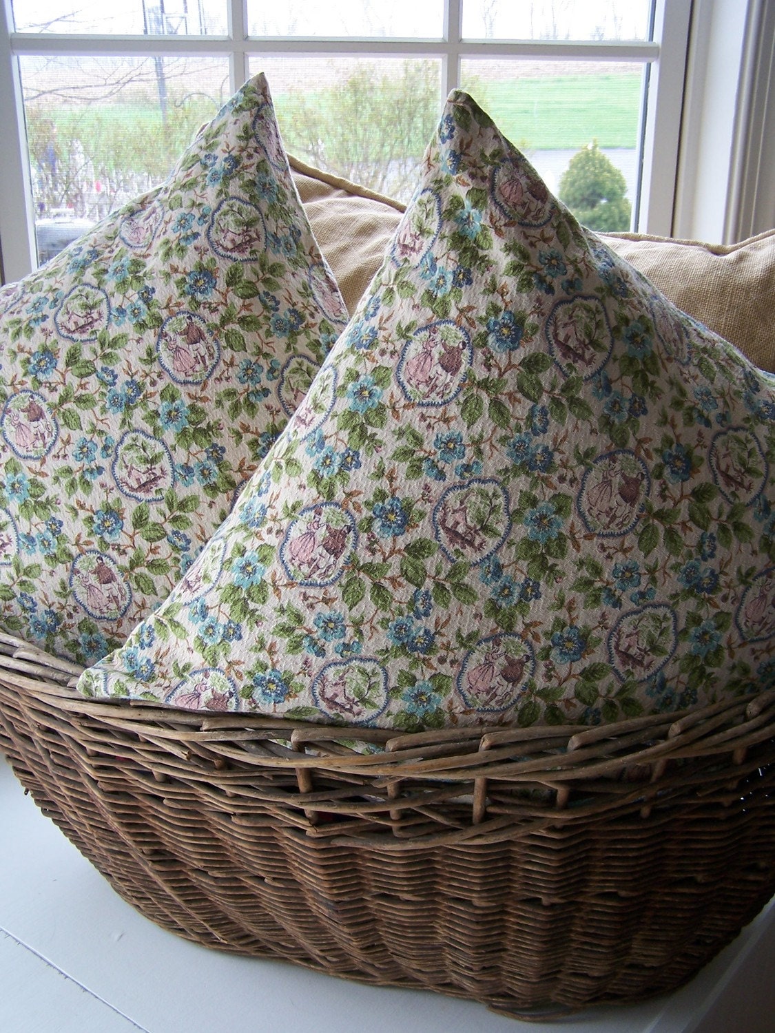 Barkcloth Upcycled Pillow Cover