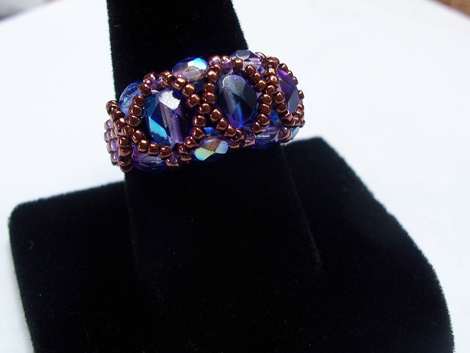 Fire-Polish Ring Pattern, Beading Tutorial in PDF