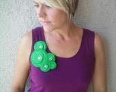 Flower Brooch...Pin...SALE...Five Flower Cluster Pin  (green apple)