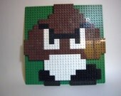 Toy Brick Goomba Mosaic, ready to hang in your Mario Room