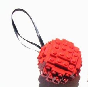 Red Toy Brick Christmas Ball Ornament Building Kit