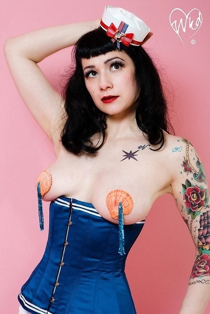 Sailor sherry under bust burlesque corset tight lacing