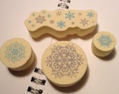 New - Cute Japanese Lace/Snowflakes Pattern Foam Rubber Stamp Set of 4 for everyday and holiday gift wrapping, scrapbooking, card making