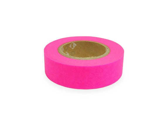Fluorescent color Japanese Washi Masking Tapes / Hot Pink (15m Long, 50 percent more)