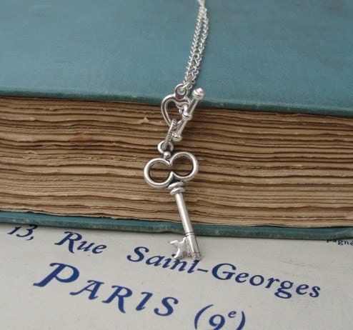 Silver Skeleton Key Necklace