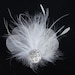 Vintage inspired White Feather fascinator Crystal Rhinestones, Wedding Reception - Elva