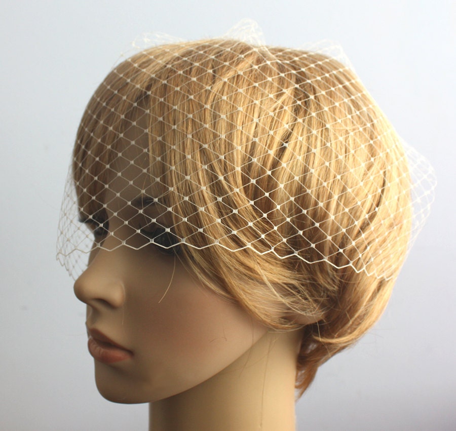 Birdcage veil Vintage inspired Blusher and Detachable Bridal Fascinator Magnolia Wedding Reception - Acelin