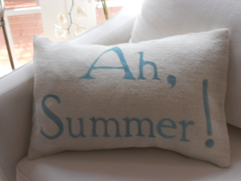 Ah, Summer White Burlap Pillow Slip