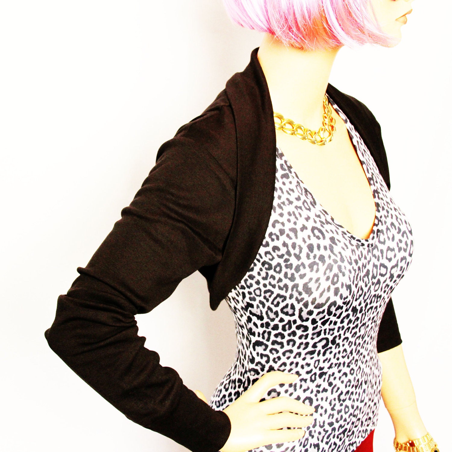 Black Shrug Bolero Jacket wedding jacket bolero SS-bk