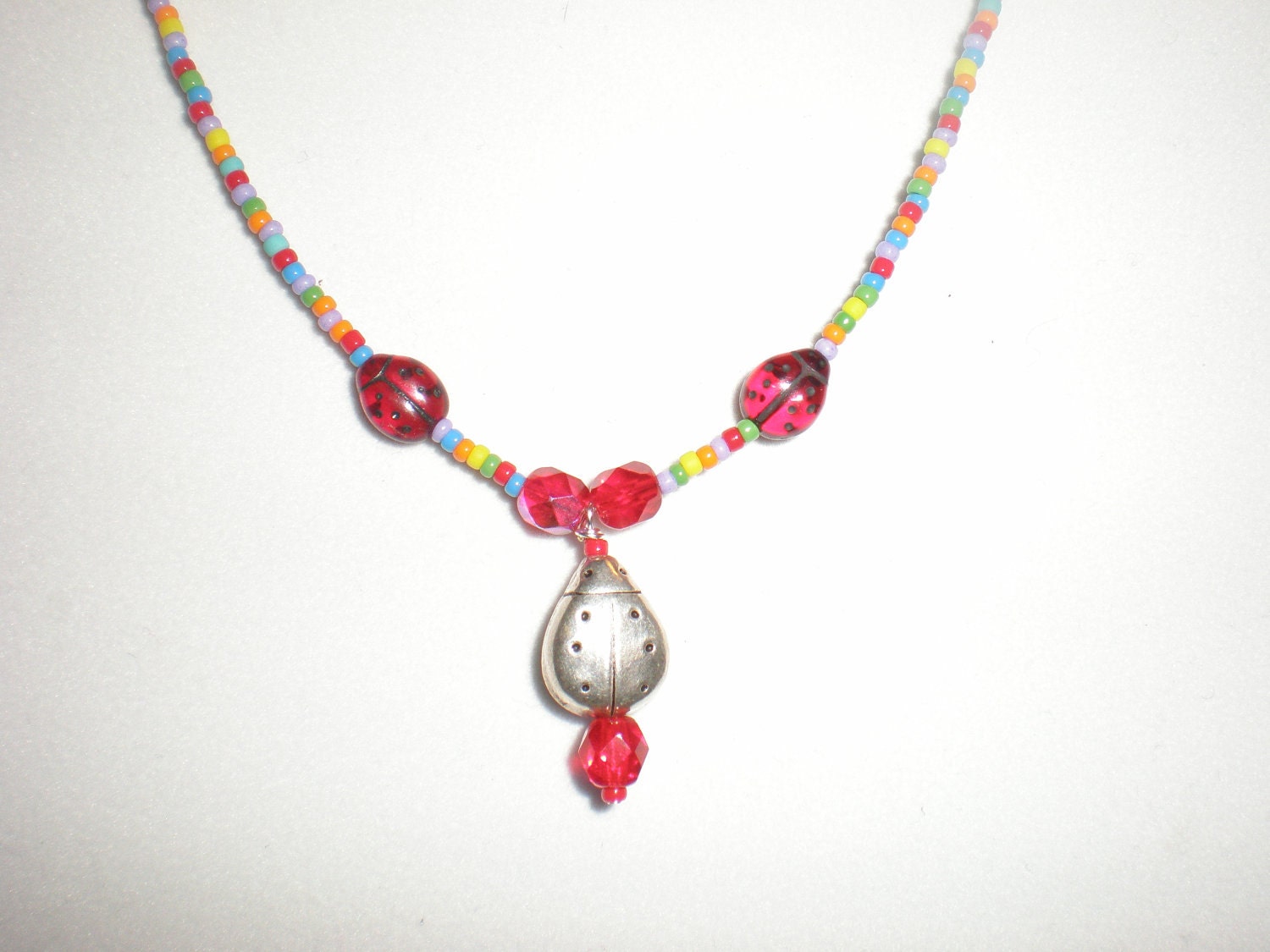 Ladybug Necklace on Little Girls Ladybug Necklace By Kelolsen On Etsy