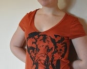 Screen Print T SHIRT - Autumn Orange Rust Gap Screenprint Tshirt - Juniors Small and Medium