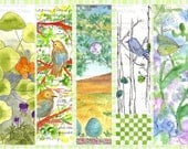Bluebird Watercolor Flowers Printable Bookmark Set Instant Digital Download