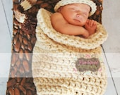 Crocheted Baby Cocoon, Cream Newborn Photograghy Prop