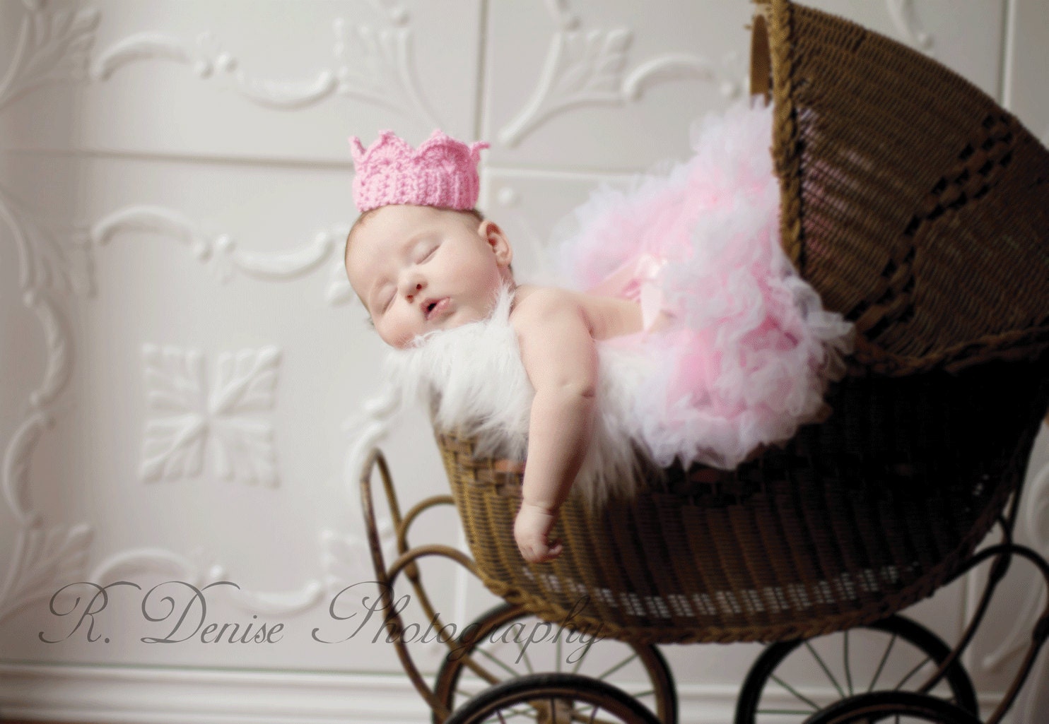 Pink Baby Crown, Photography Prop Crocheted for Princess Girls