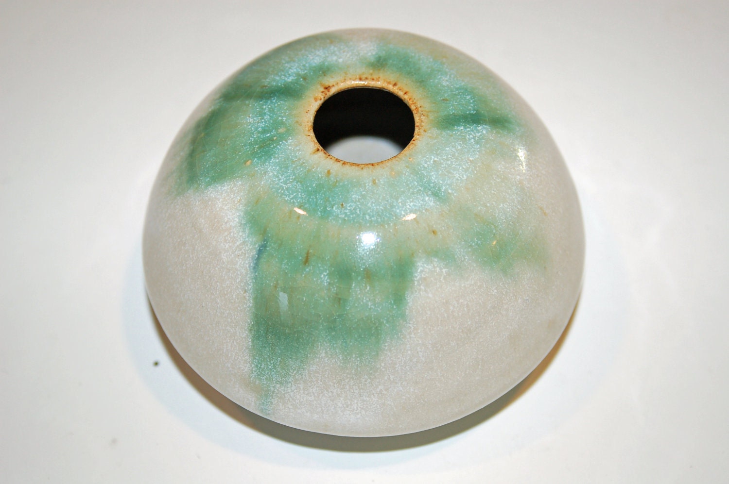 Pottery Vase with Green and Buttermilk Glazes