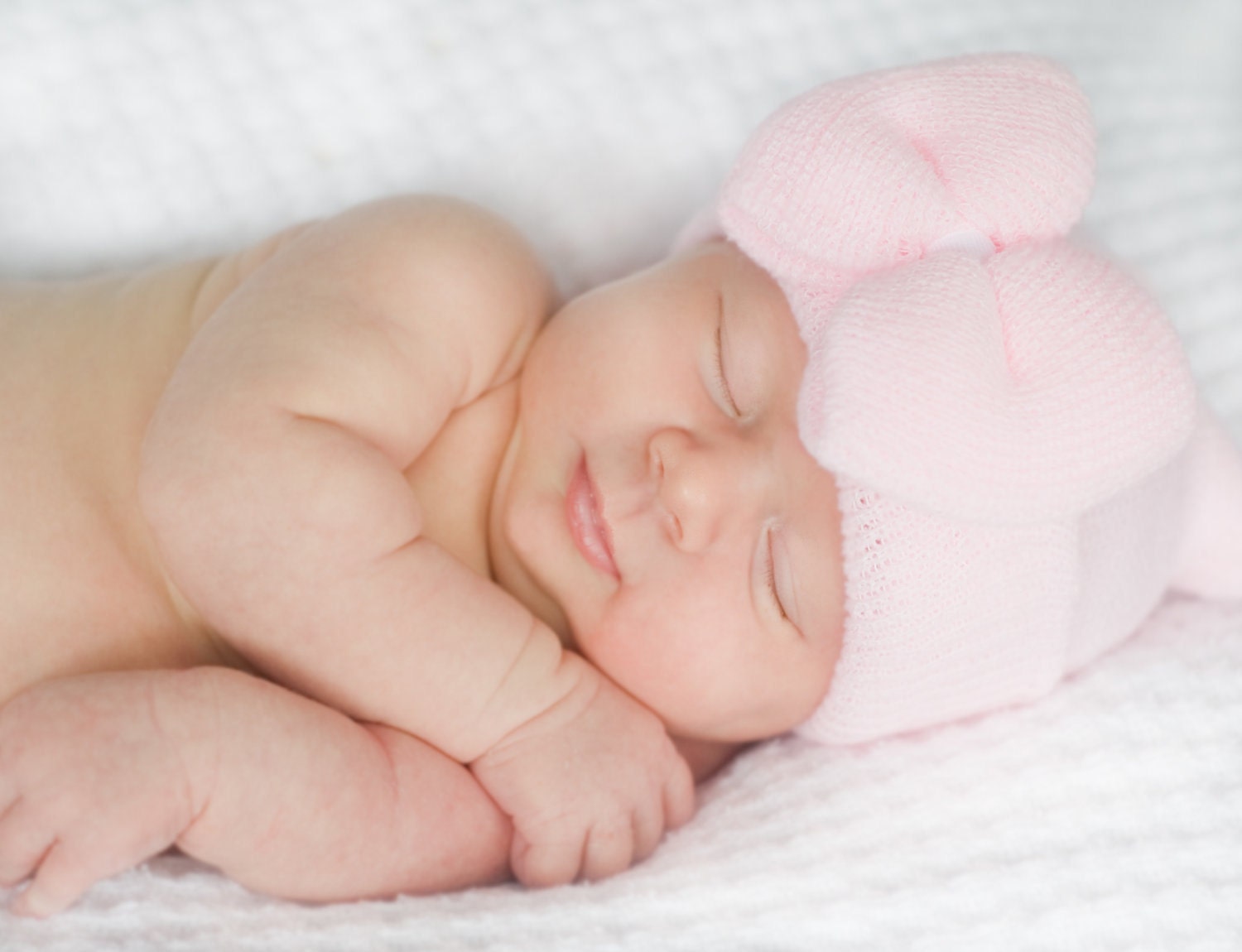 Boutique Hospital Hat- The Lila Solid Pink with Bow