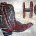 Howdy Yall Primitive country cowboy boot art vintage wood sign