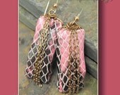 Pink Chic, Fabric, Copper, and Sterling Silver earrings, ThePurpleLilyDesigns