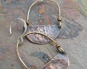 Tri Color Swing Earrings, Copper, Brass, and Sterling Silver, ThePurpleLilyDesigns