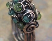 Magazine feature, Woodland Moss Ring, Copper, Citrine, Green Onyx and Peridot,ThePurpleLilyDesigns