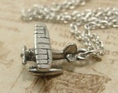 Sea Plane Necklace - Silver Plated Charm on a 17 inch Cable Chain