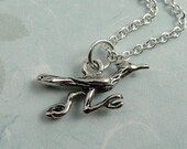Tiny Roadrunner Necklace - Silver Plated Charm on a 17 inch Cable Chain