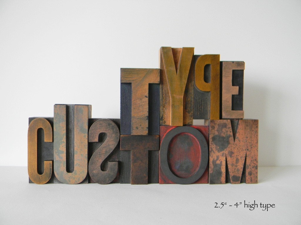 Custom Vintage Wood Type Letter Set DEPOSIT