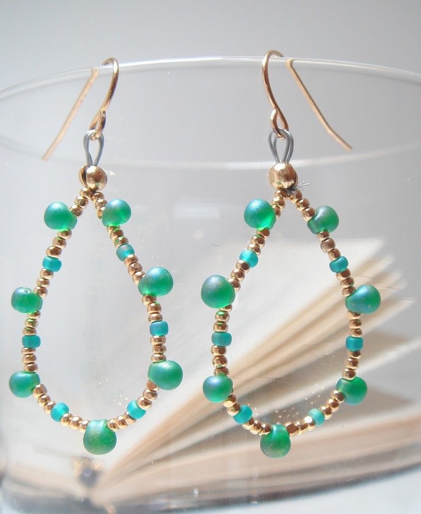 Gold and Green Teardrops