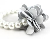 Grey Leather Petal Bracelet