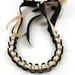 Ribbon and Pearl Necklace - Black and Gold Ribbon and Pearl Necklace