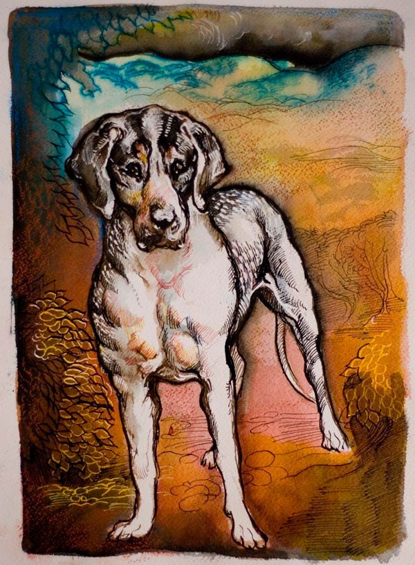 Study of a hound- original dog painting