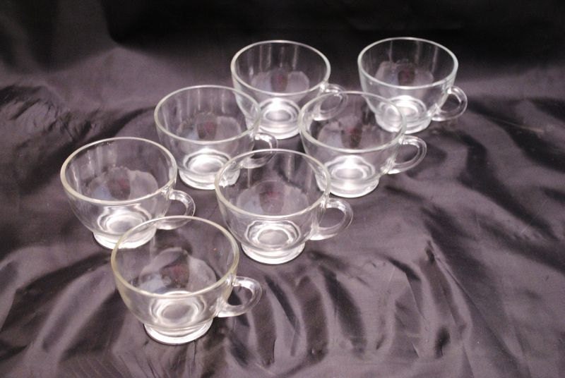 Cups Clear Glass Vintage Punch / Set of 7