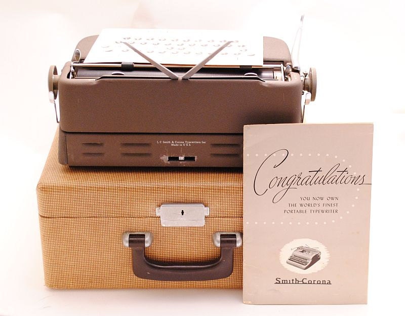 Vintage Typewriter Smith Corona Sterling 1950s Brown