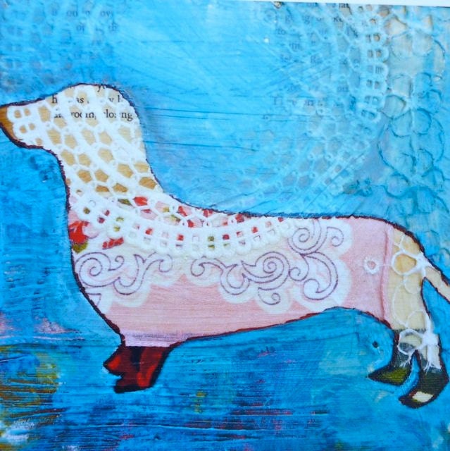 Vintage Hankie Dachshund Print 8x10