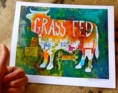 Grass Fed Orange and Green Print 8x10