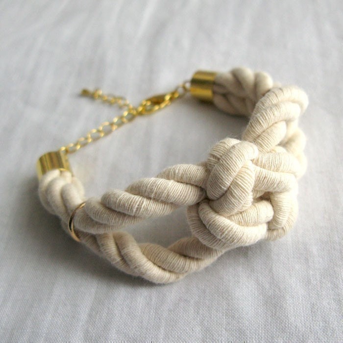 sailor knot bracelet in natural and gold