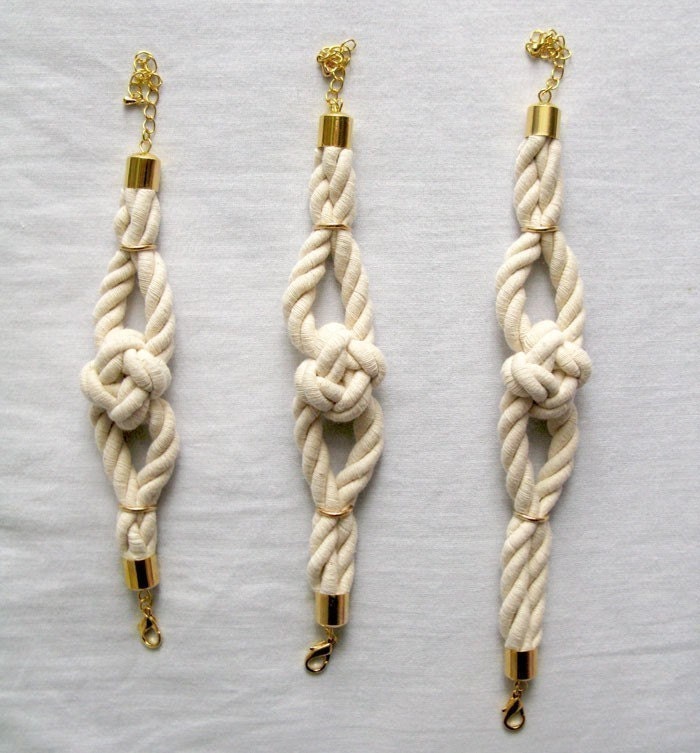 sailor knot bracelet in natural and gold