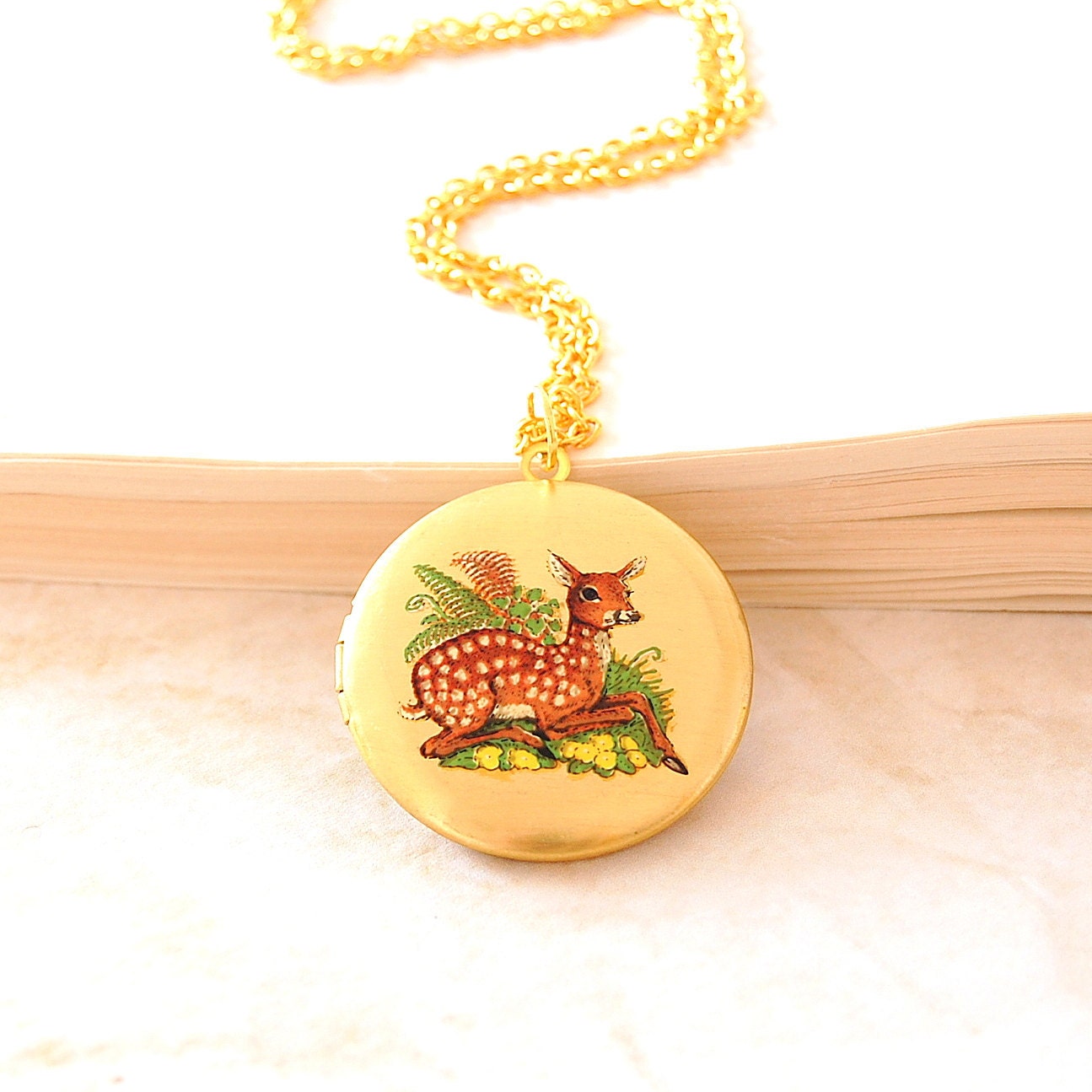 Fawn Locket Necklace. Baby Deer Photo Locket Necklace. Forest Animal Jewelry. Woodland and Nature Inspired.