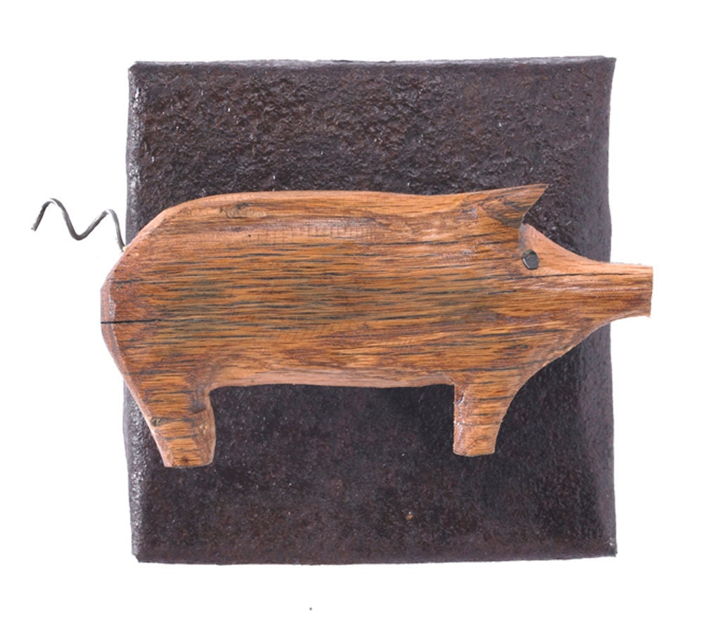 Art Metal Wall Sculpture Pig Tile
