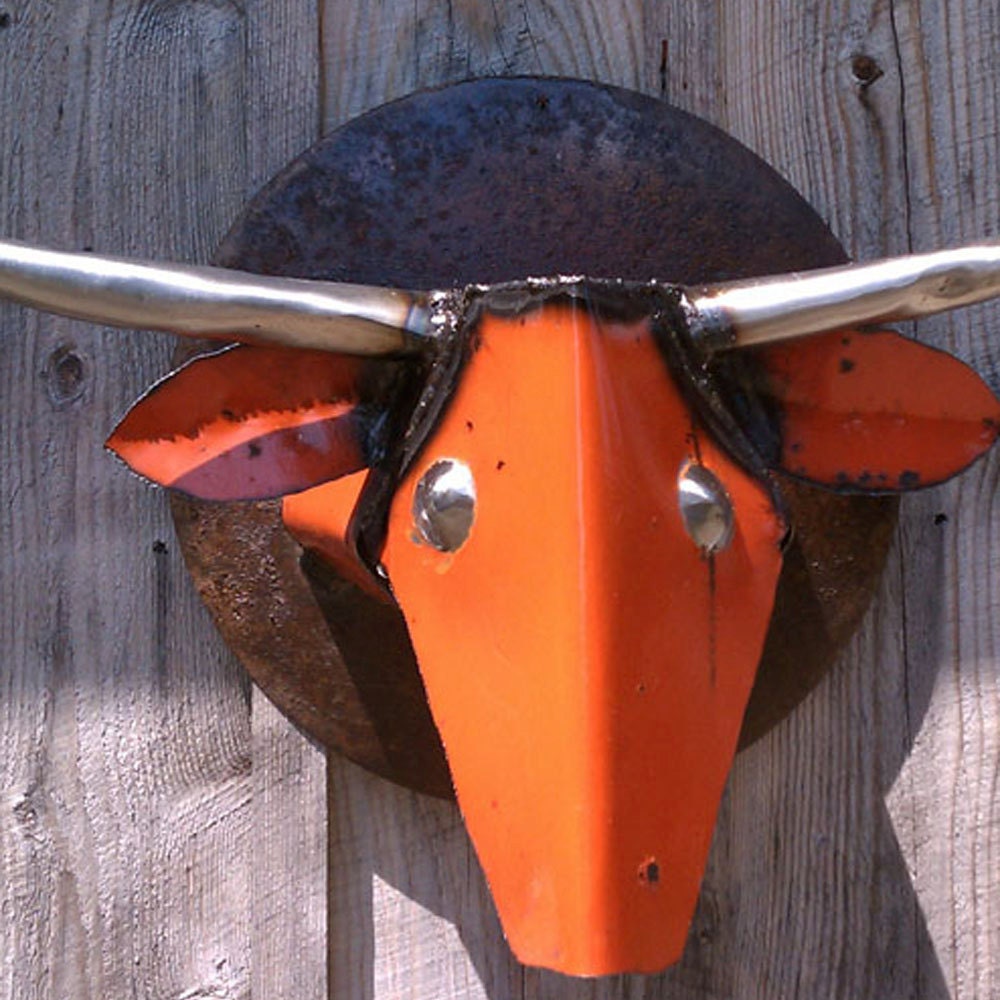 Art Metal Wall Sculpture Longhorn Steer