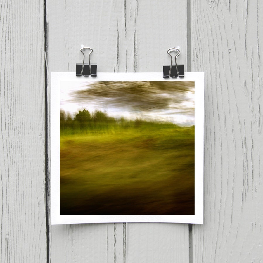 Open edition 5 x 5 inch fine art Hahnemuhle photograph (landscape 032) olive green abstract canadian cottage home decor