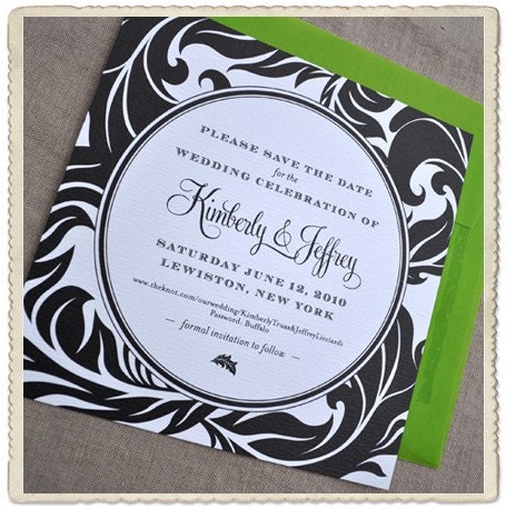 Save the Date Cards, Black and White Flourish Design