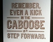 A Kick in the Caboose - Embossed Notecard