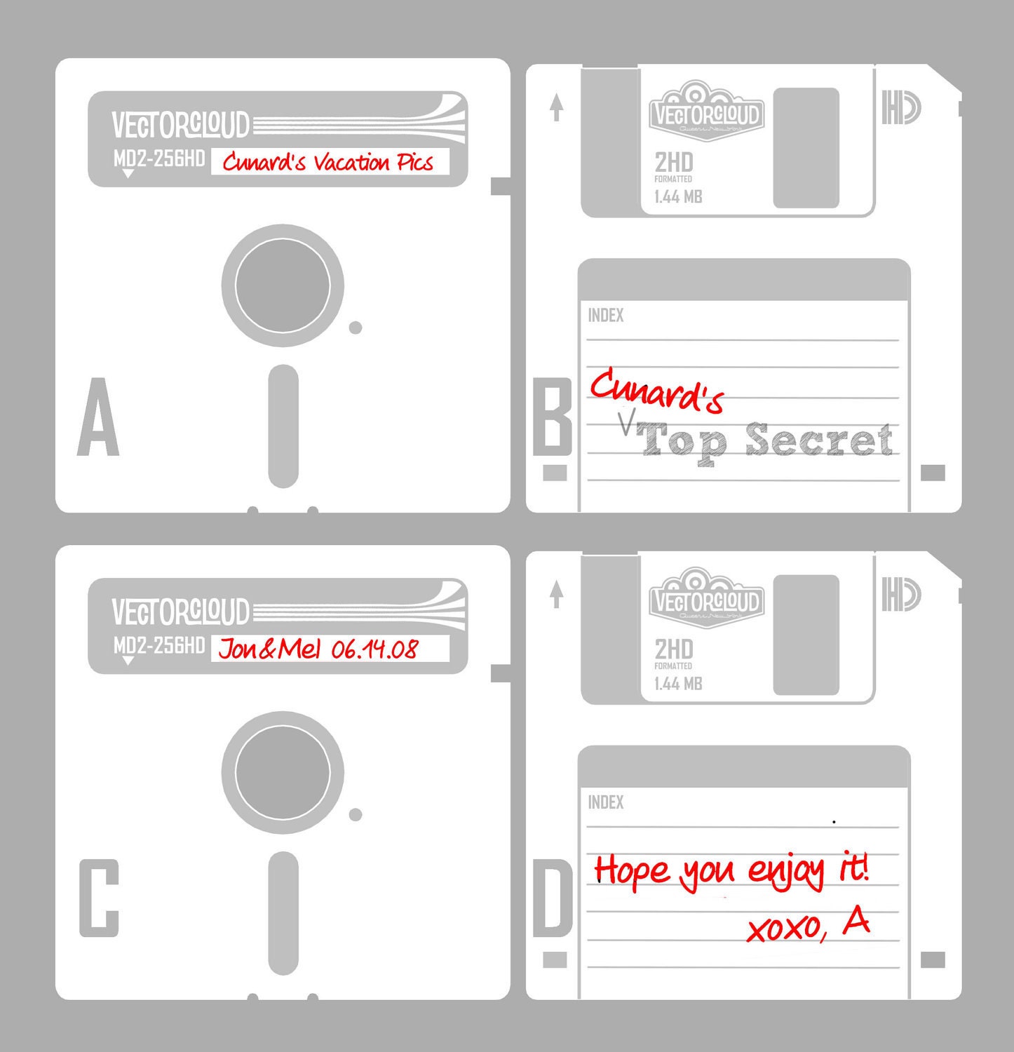 Floppy Disk Coasters (w/custom engraving) by Vectorcloud