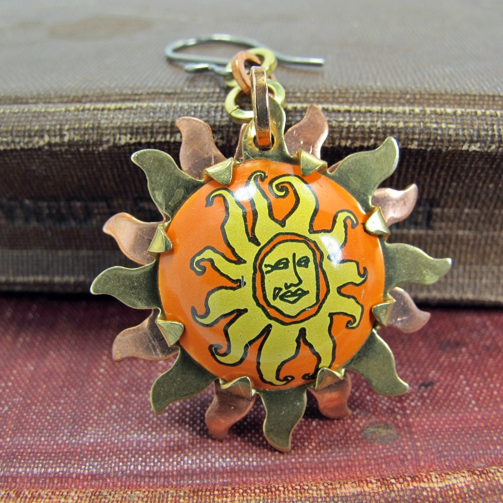 Oberon Sun Bottle Cap Earrings Niobium Earwires
