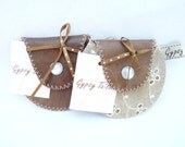 The Mini Gypsy Vintage / Change Purse in Leather and Vintage Eyelet Fabric