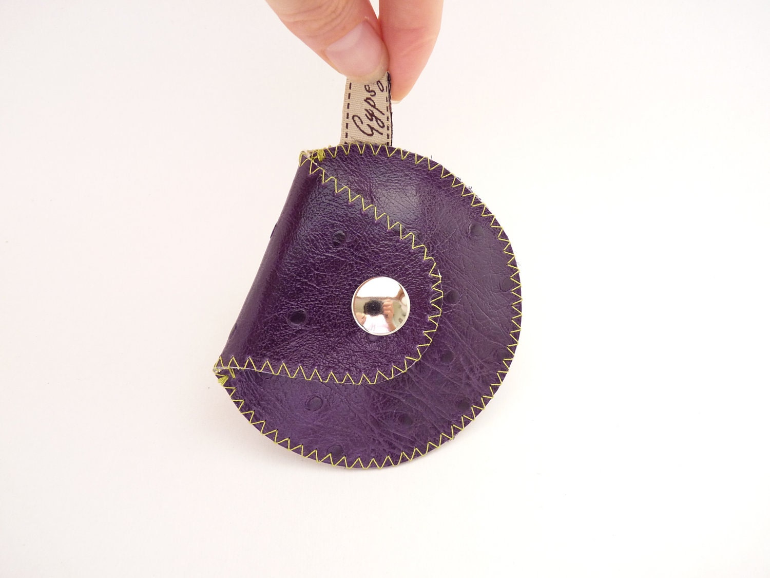 Purple Plum Leather Coin Purse / The Mini Gypsy Change Purse / Argentine Leather and Linen Lining / Ready to Ship