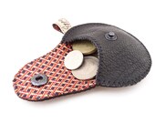 Men's Leather Coin Purse / Ready to Ship / Black Leather and Recycled Necktie Mini Gypsy Guys