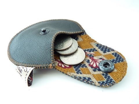 Ready to Ship / Black Leather and Recycled Necktie Mini Gypsy Guys